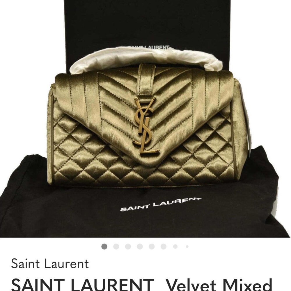 Saint Laurent Velvet Mixed Matelasse Triquilt Small Monogram Satchel